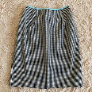 Barami Womens 0 Checkered Black White Pencil Skirt w Blue Trim/Lining